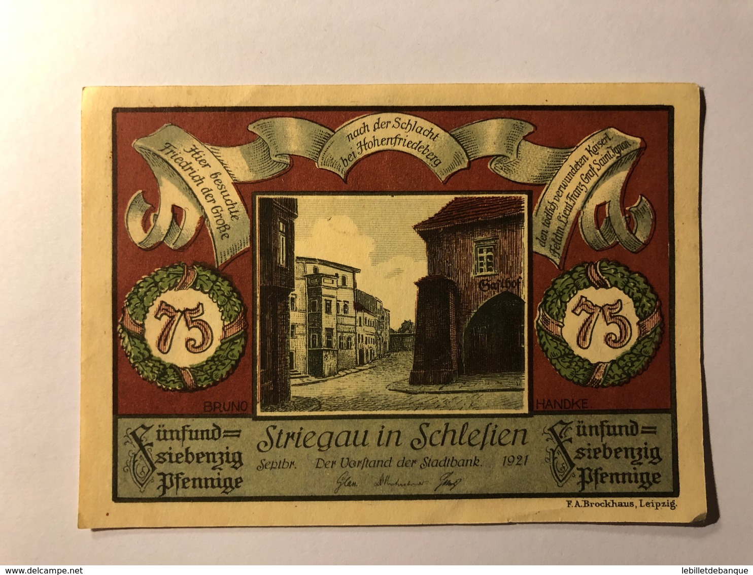 Allemagne Notgeld Allemagne Striegau 75 Pfennig - Collections