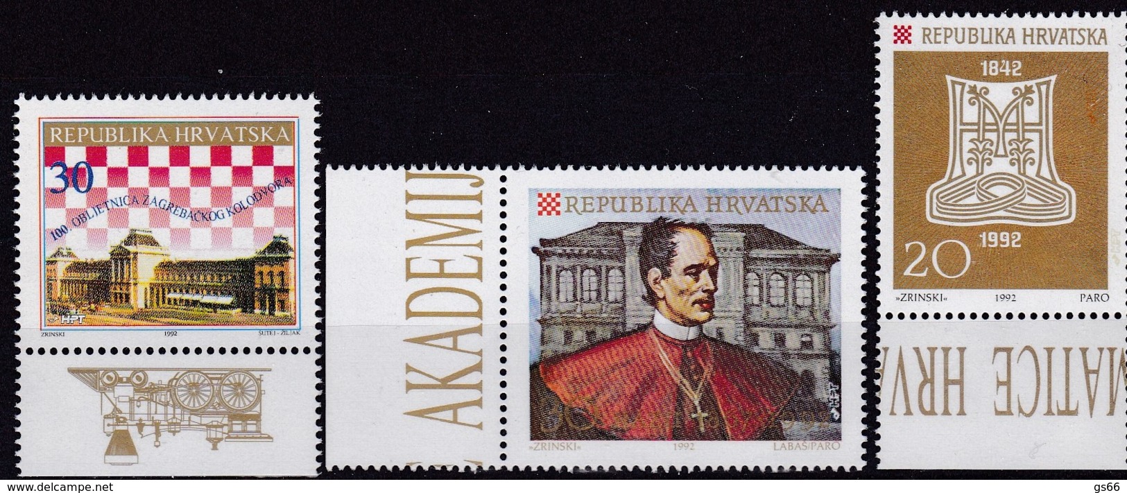 KROATIEN, 1992, 200/02, Hauptbahnhof Zagreb/Wissenschaft. MNH **, - Kroatien