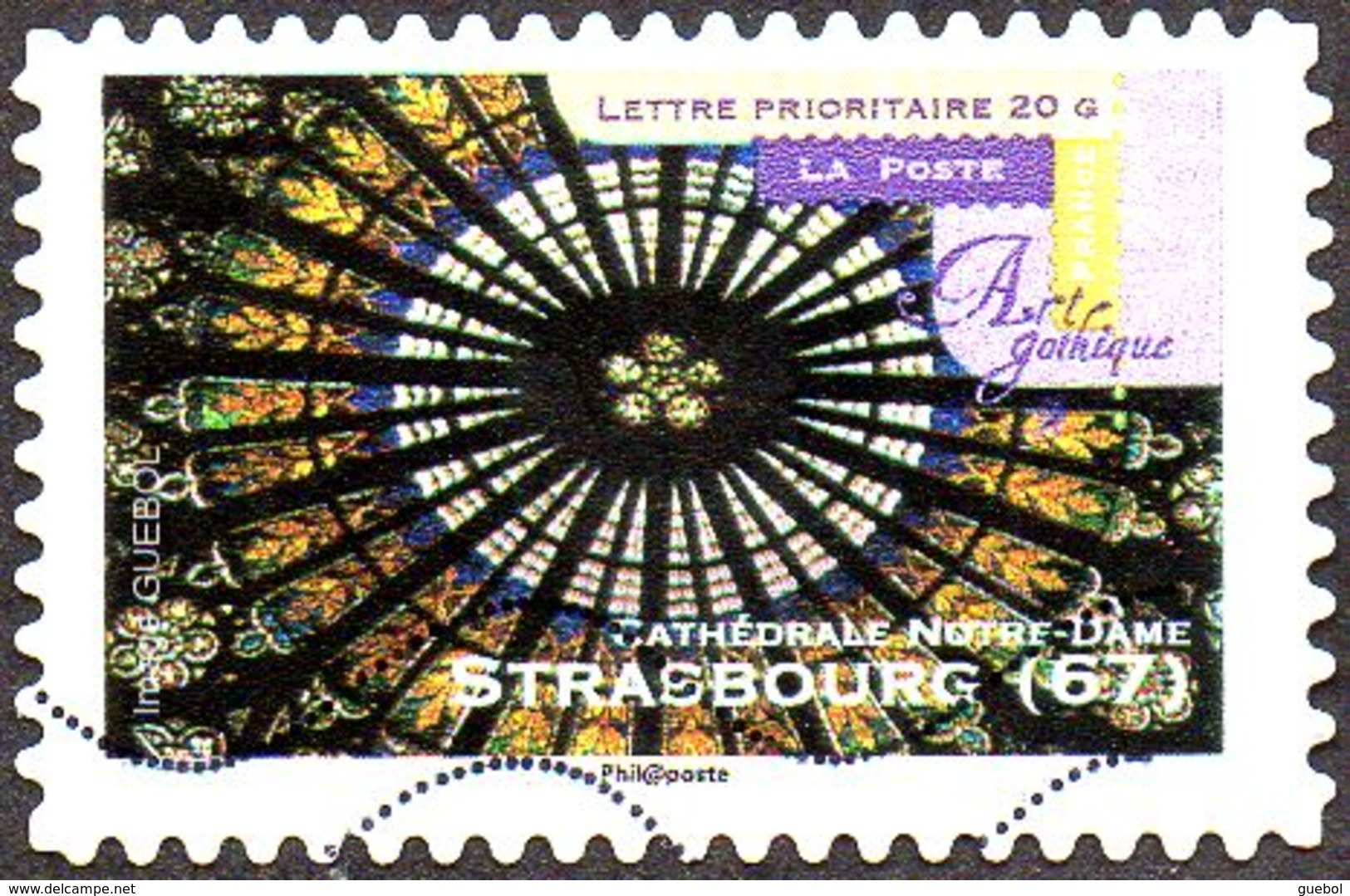 Oblitération Moderne Sur Adhésif De France N°  558 - Art Gothique - Cathédrale Notre Dame à Strasbourg - 2010-.. Matasellados