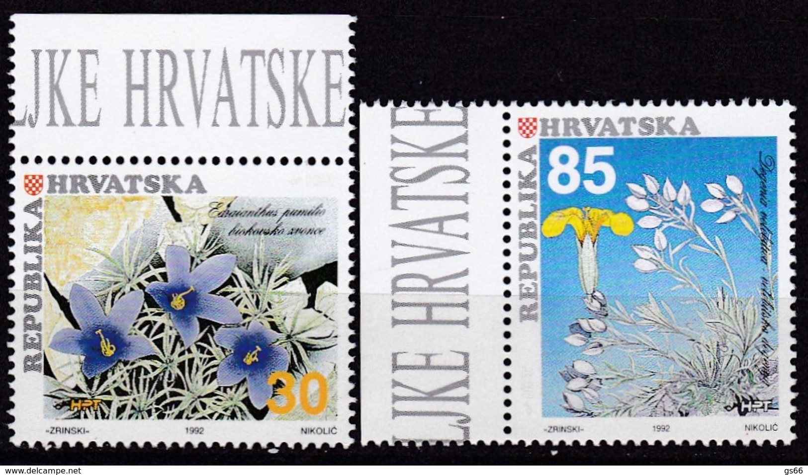 KROATIEN, 1992, 205/06, Einheimische Pflanzen. MNH **, - Kroatien