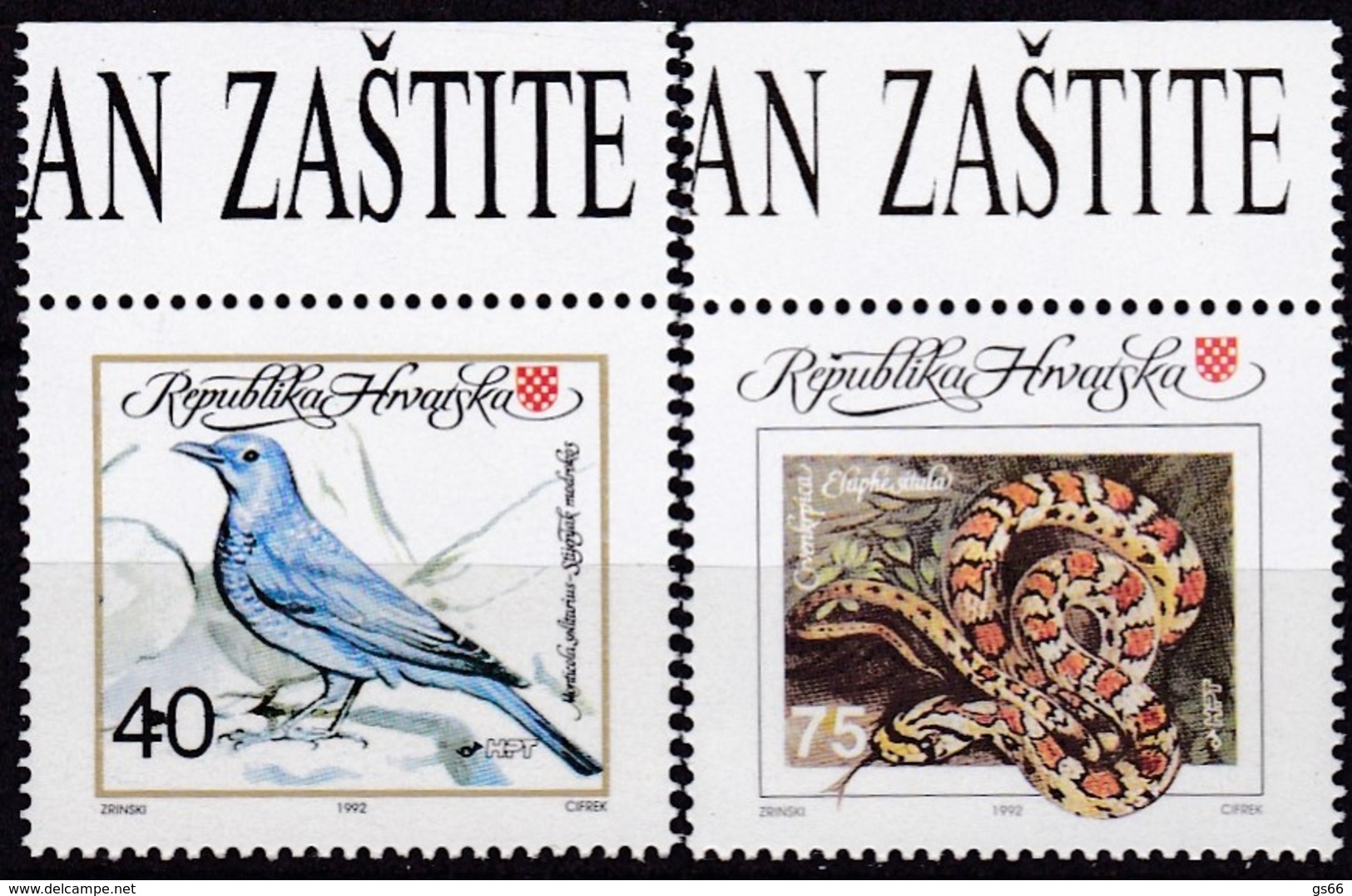 KROATIEN, 1992, 207/08, Tag Der Umwelt: Seltene Tiere. MNH **, - Kroatien