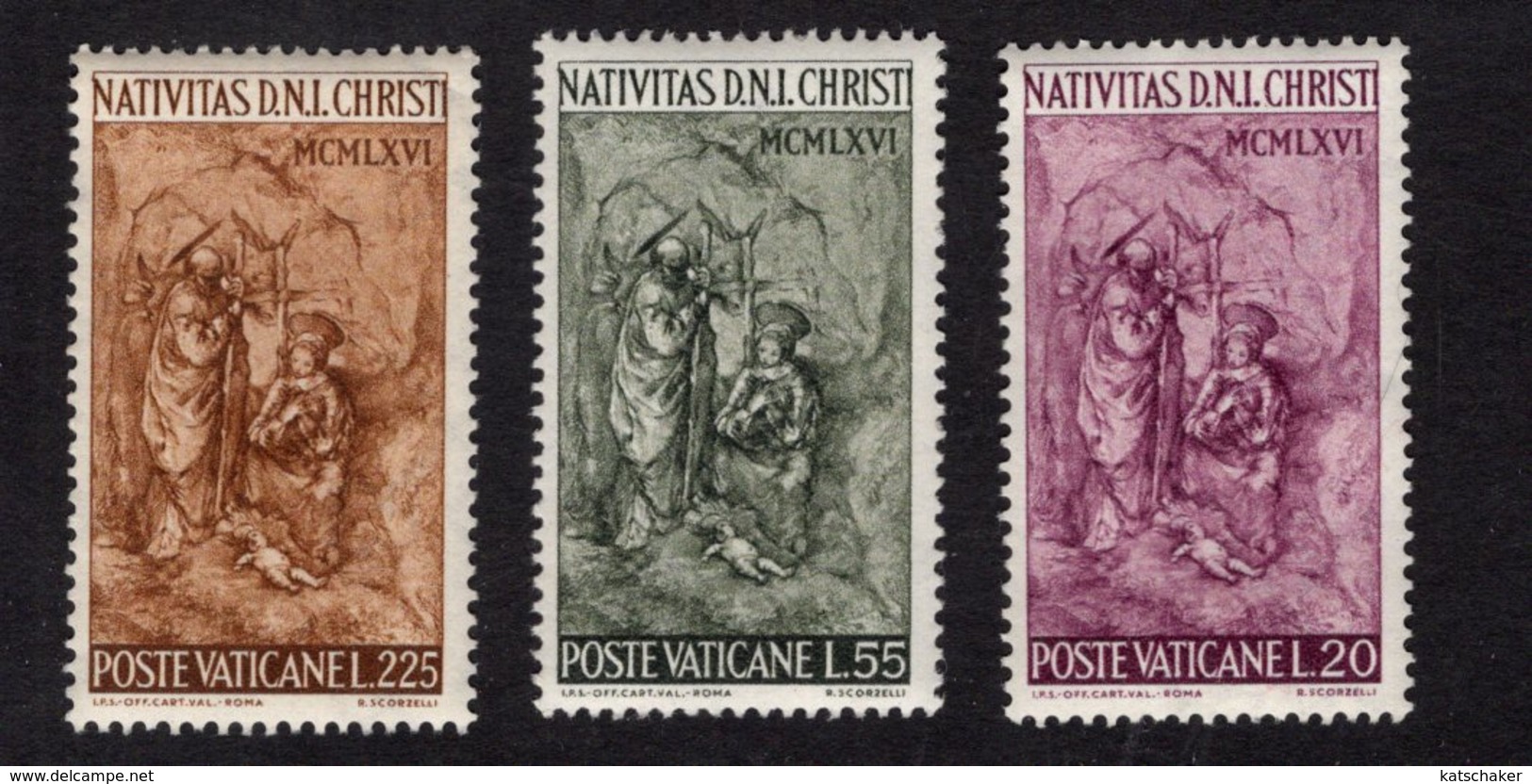 684635482 VATICAN 1966 POSTFRIS MINT NEVER HINGED POSTFRISCH EINWANDFREI SCOTT 445 447 NATIVITY BY SCORZELLI - Neufs