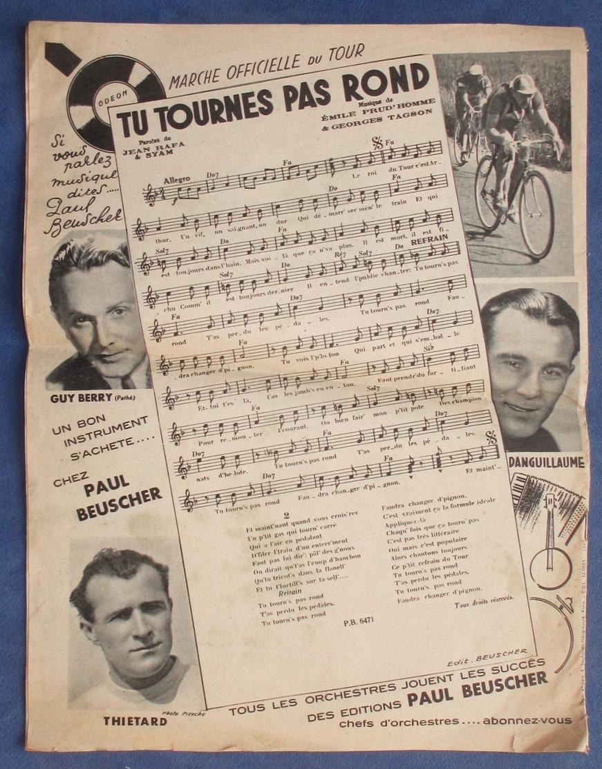 TOUR DE FRANCE 1947 VÉLO BOURVIL MAYE PIAF MONTAND FERNANDEL VIETTO THIETARD DANGUILLAUME BERRY CHARLE DASSARY MUER - Autres & Non Classés