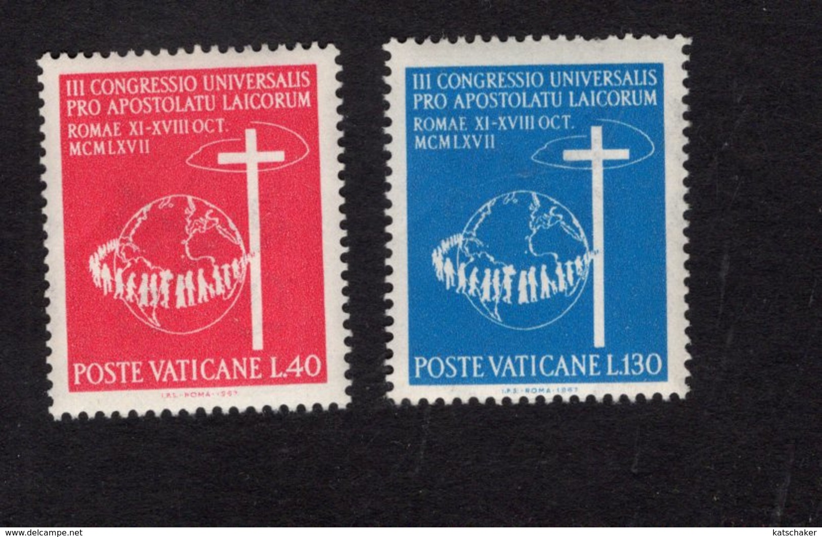 684636520 VATICAN 1967 POSTFRIS MINT NEVER HINGED POSTFRISCH EINWANDFREI SCOTT 453 454 3RD CONGRES CATHOLIC LAYMEN - Neufs