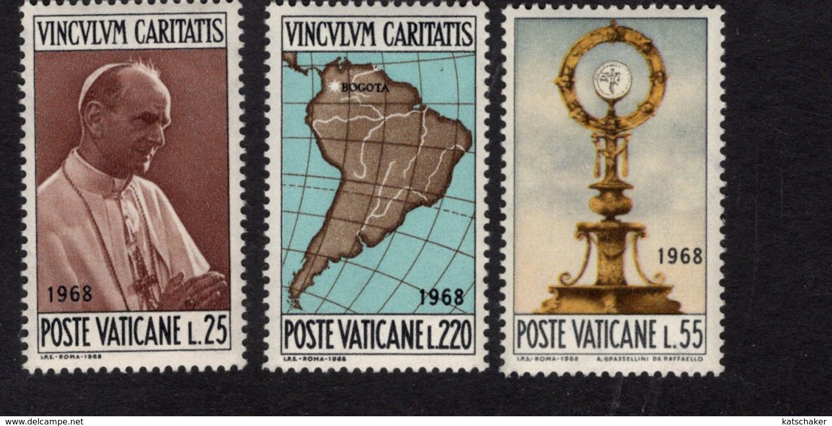 684637009 VATICAN 1968 POSTFRIS MINT NEVER HINGED POSTFRISCH EINWANDFREI SCOTT 461 463 POPE PAUL VI BOGATA - Neufs