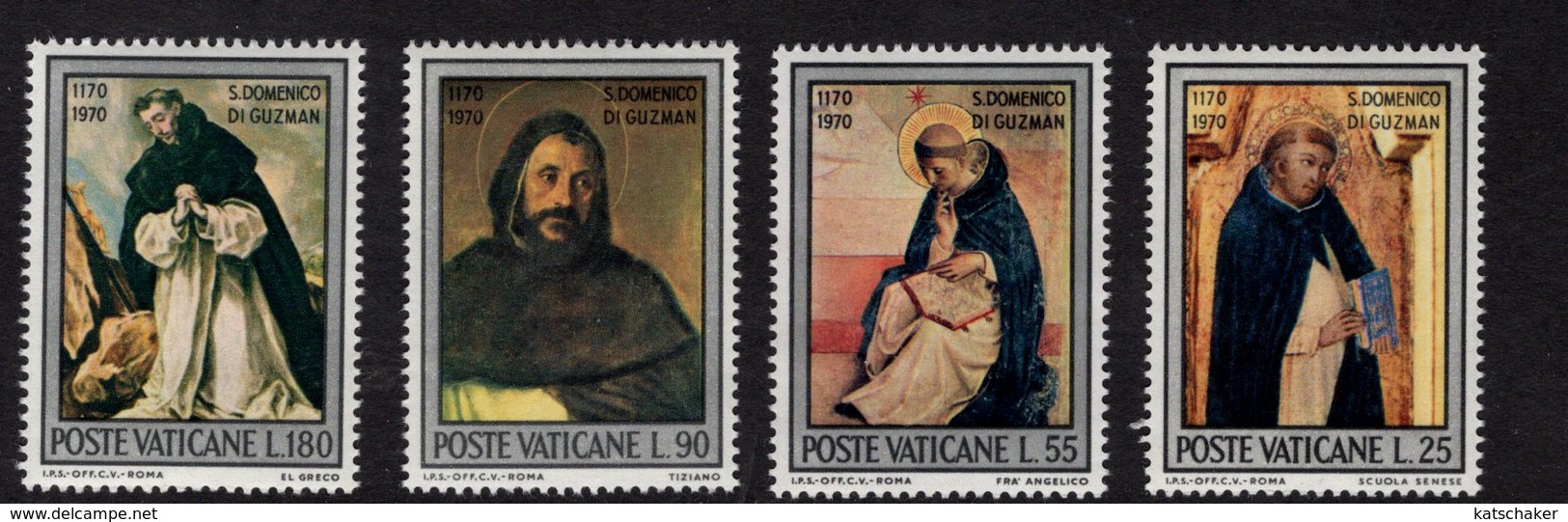 684646270 VATICAN 1971 POSTFRIS MINT NEVER HINGED POSTFRISCH EINWANDFREI SCOTT 509 512 ST DOMINIC SIENESE SCHOOL - Neufs