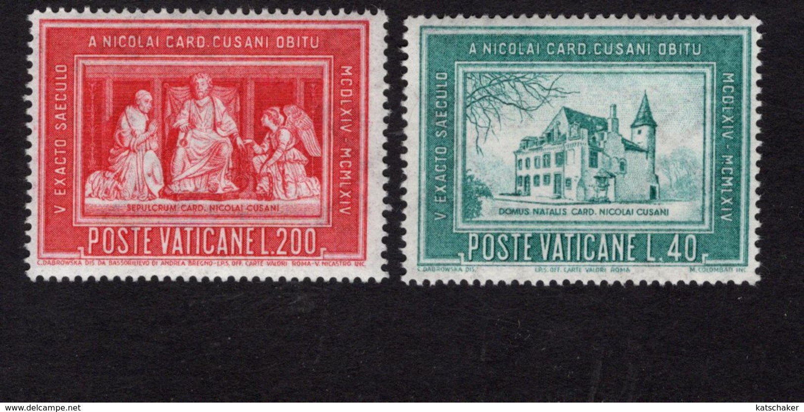 684653050 VATICAN 1964 POSTFRIS MINT NEVER HINGED POSTFRISCH EINWANDFREI SCOTT 395 396 CARDINAL NICOLAUS CUSANUS - Neufs