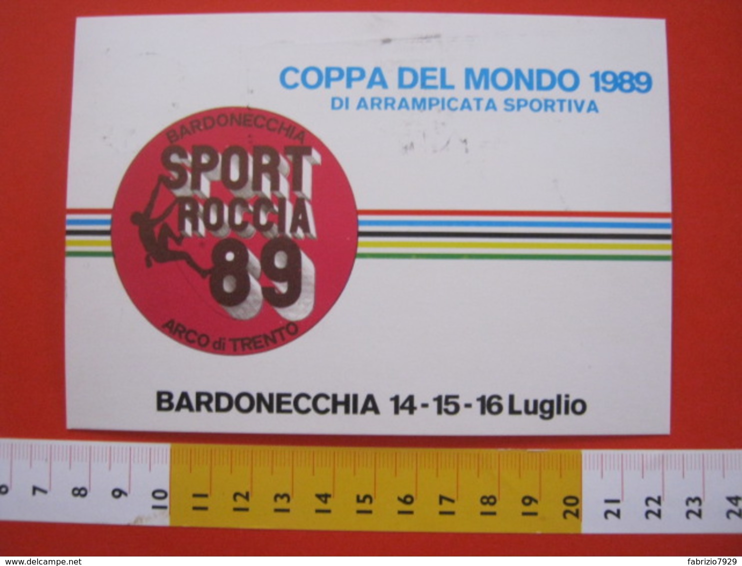 A.02 ITALIA ANNULLO - 1989 BORGONOVO BARDONECCHIA TORINO TARGHETTA COPPA MONDO ARRAMPICATA SPORTIVA FREE CLIMBING TRENTO - Arrampicata