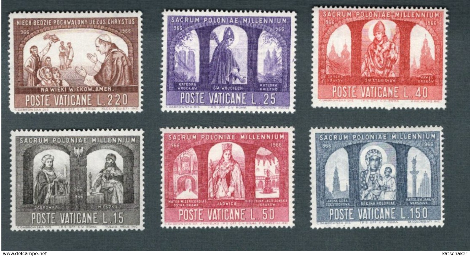 684656083 VATICAN 1966 POSTFRIS MINT NEVER HINGED POSTFRISCH EINWANDFREI SCOTT 433 438 CHRISTIANISATION POLAND - Neufs