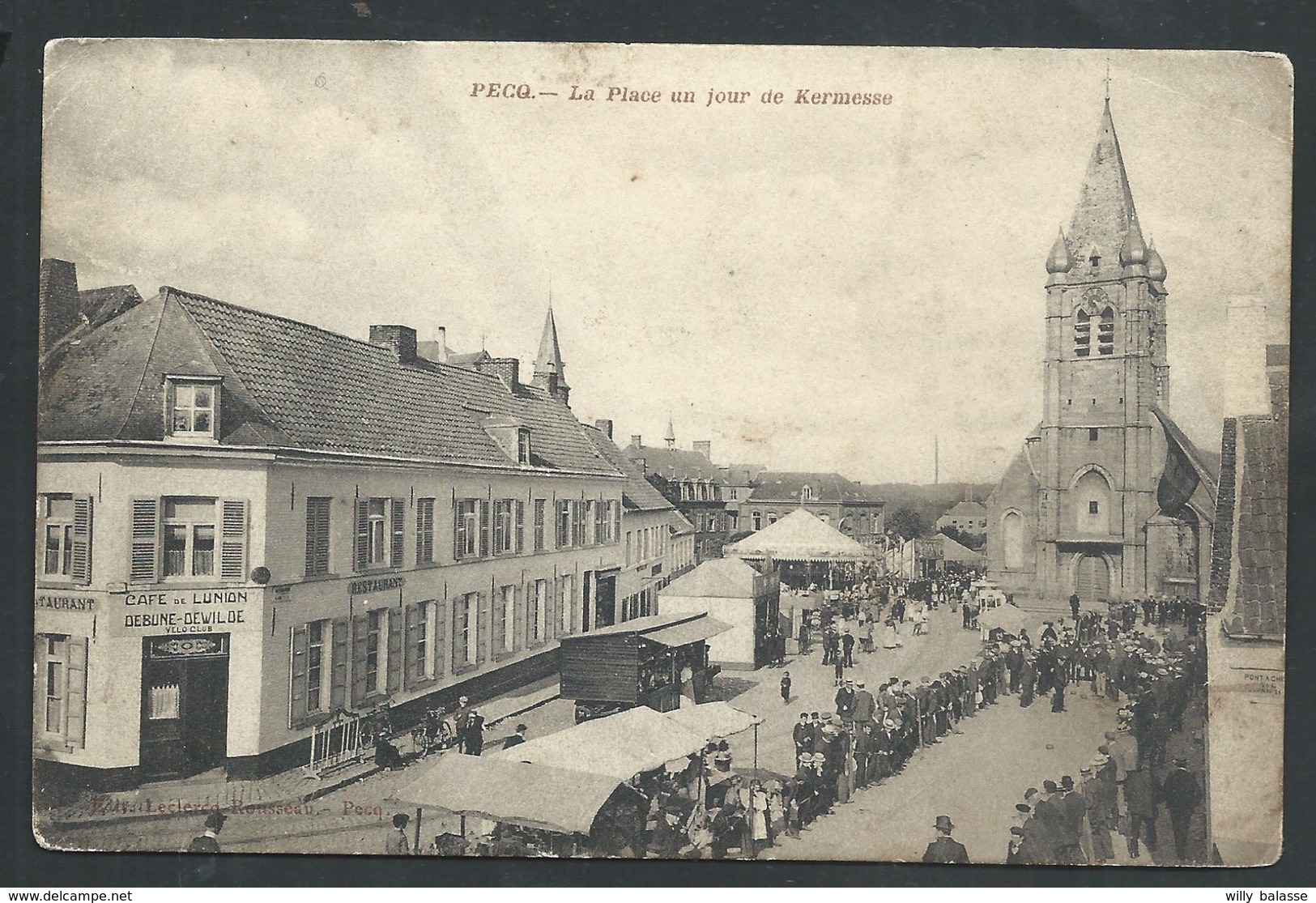 +++ CPA - PECQ - La Place Un Jour De Kermesse - Café De L'Union   // - Pecq