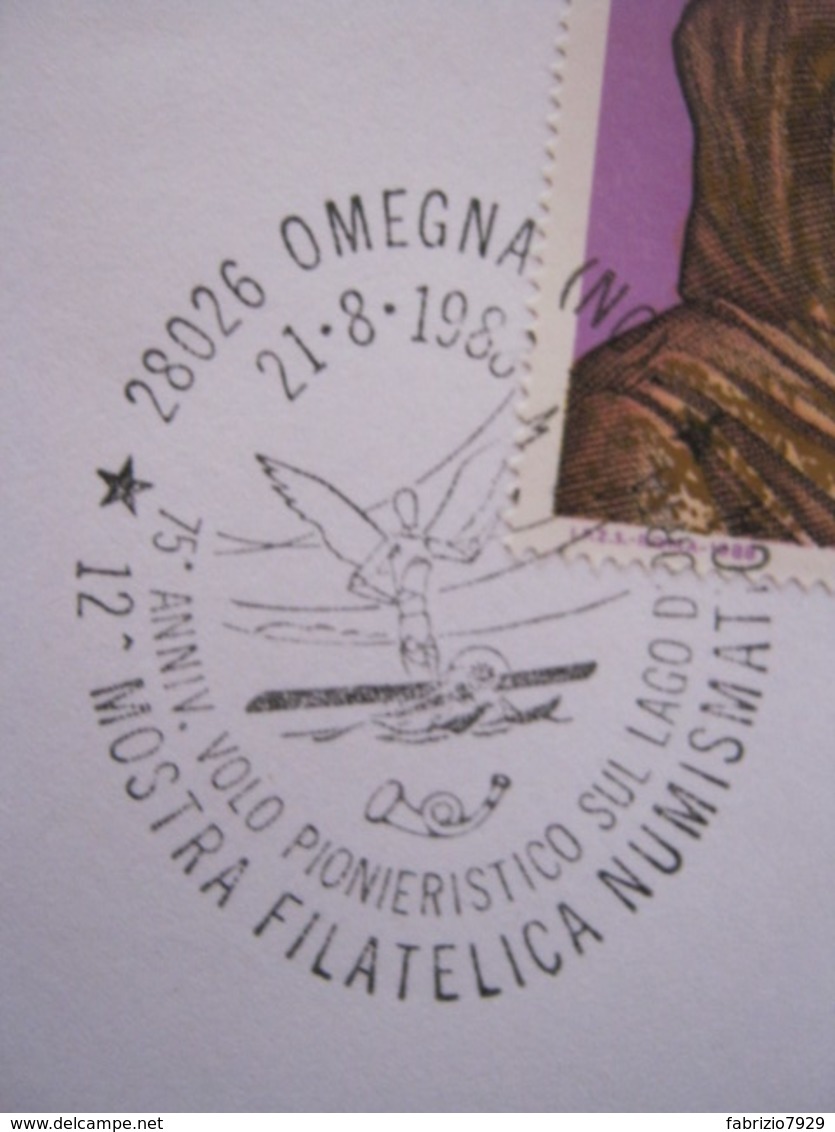 A.02 ITALIA ANNULLO - 1988 OMEGNA VERBANIA NOVARA 75 VOLO PIONIERISTICO SUL LAGO D'ORTA ORTA 1913 MOSTRA PHIL - Aerei