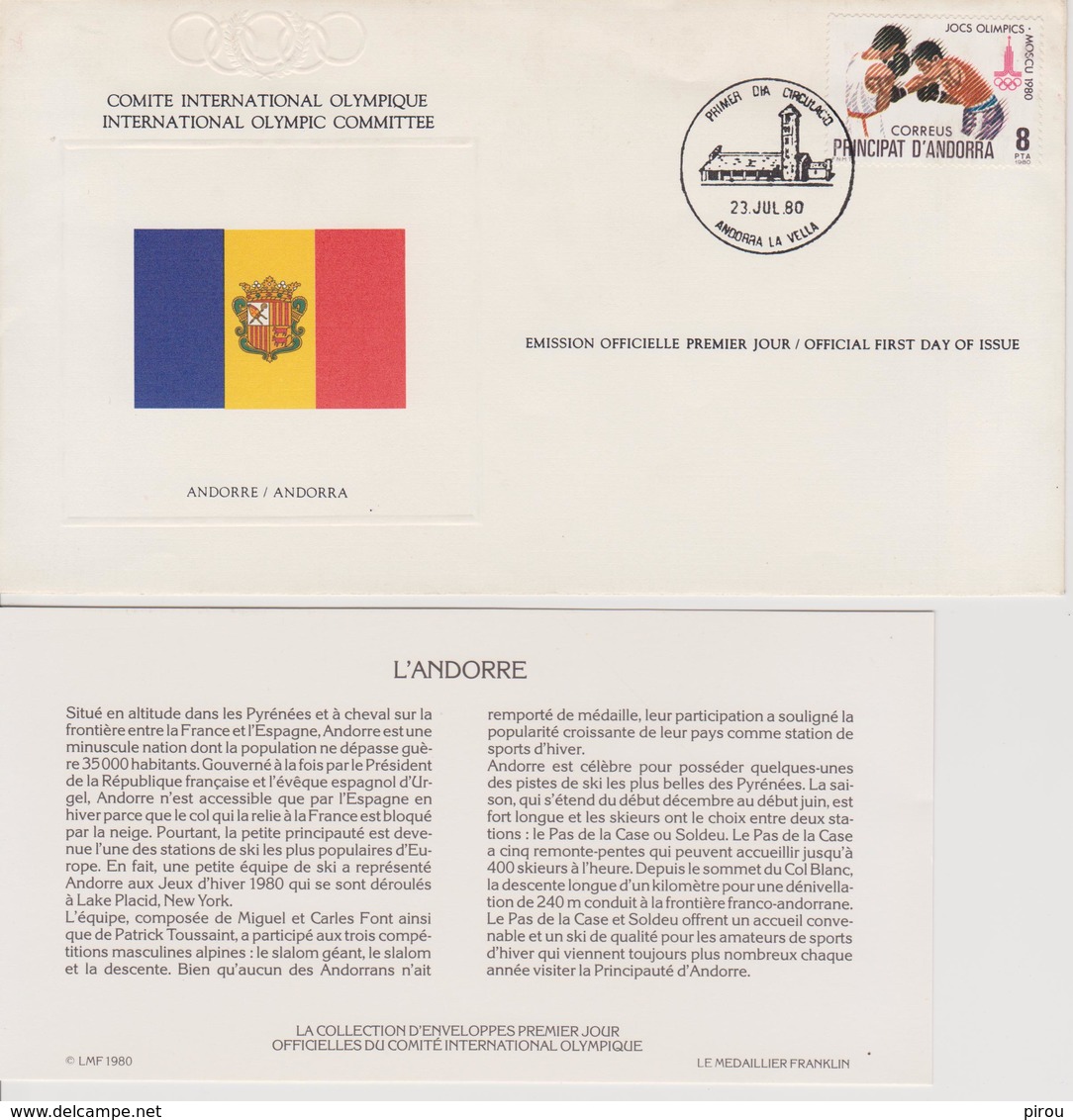 FDC ANDORRE COMITE INTERNATIONAL OLYMPIQUE 1980 - Autres & Non Classés