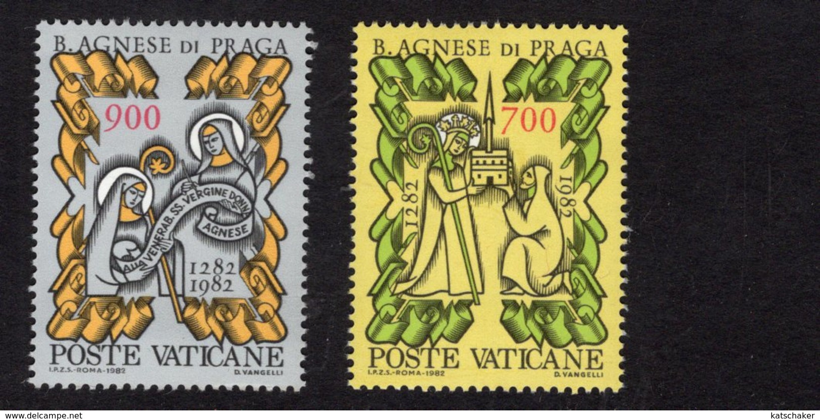 684660964 VATICAN 1982 POSTFRIS MINT NEVER HINGED POSTFRISCH EINWANDFREI SCOTT 705 706 ST AGNES OF PRAGUE 700TH DEATH AN - Neufs