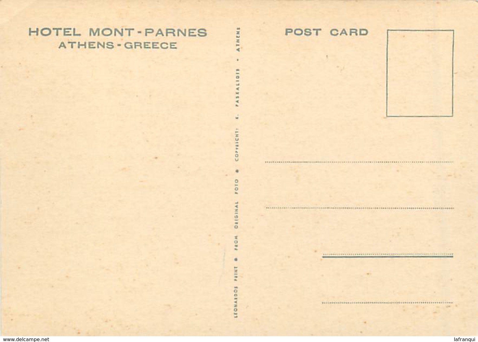 Gd Format :environ 15cms X10cms -ref Y252- Grece - Greece - Hotel Mont Parnes - Athenes - Athens - - Grèce