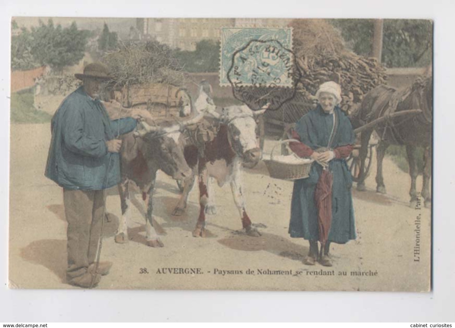 NOHANENT (63 - Puy De Dôme) - 1905 - Paysans Se Rendant Au Marché - Attelage De Boeufs - Colorisée - Animée - Attelages