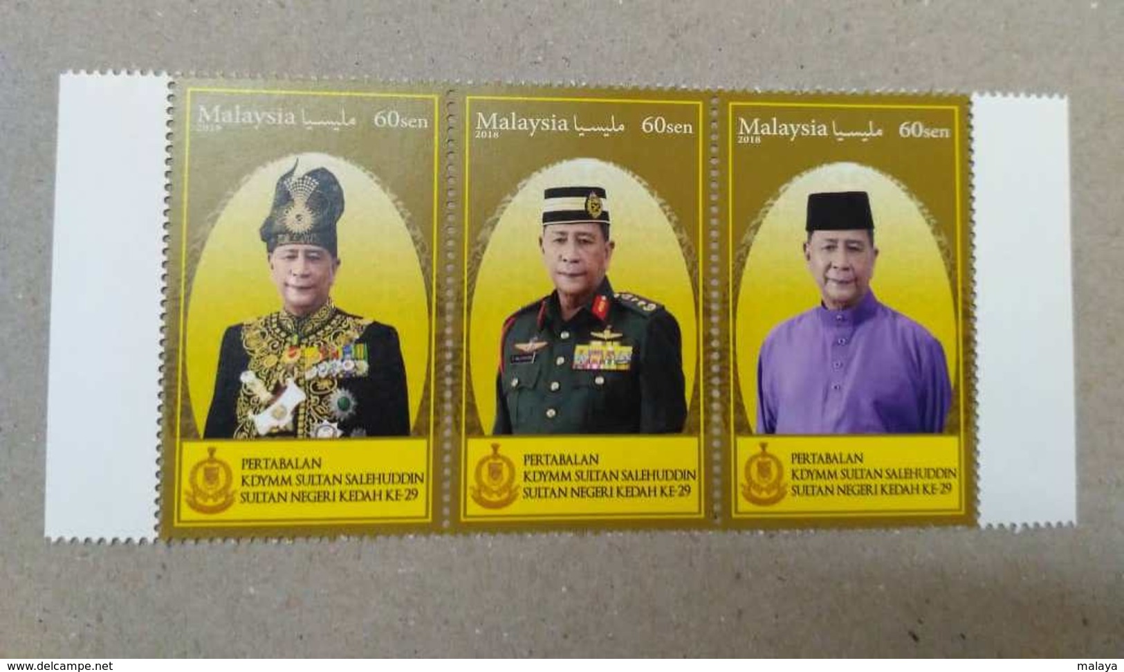 Malaysia 2018 Installation Sultan Sallehuddin Kedah Royal King Muslim Setenant Strip Plate From Sheet Of 3 MNH Unissued - Malaysia (1964-...)