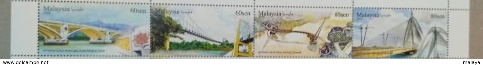 Malaysia 2018 Unique Structure Bridge Tourism Architecture  Setenant Strip Plate From Sheet Of 3 MNH Unissued - Malaysia (1964-...)