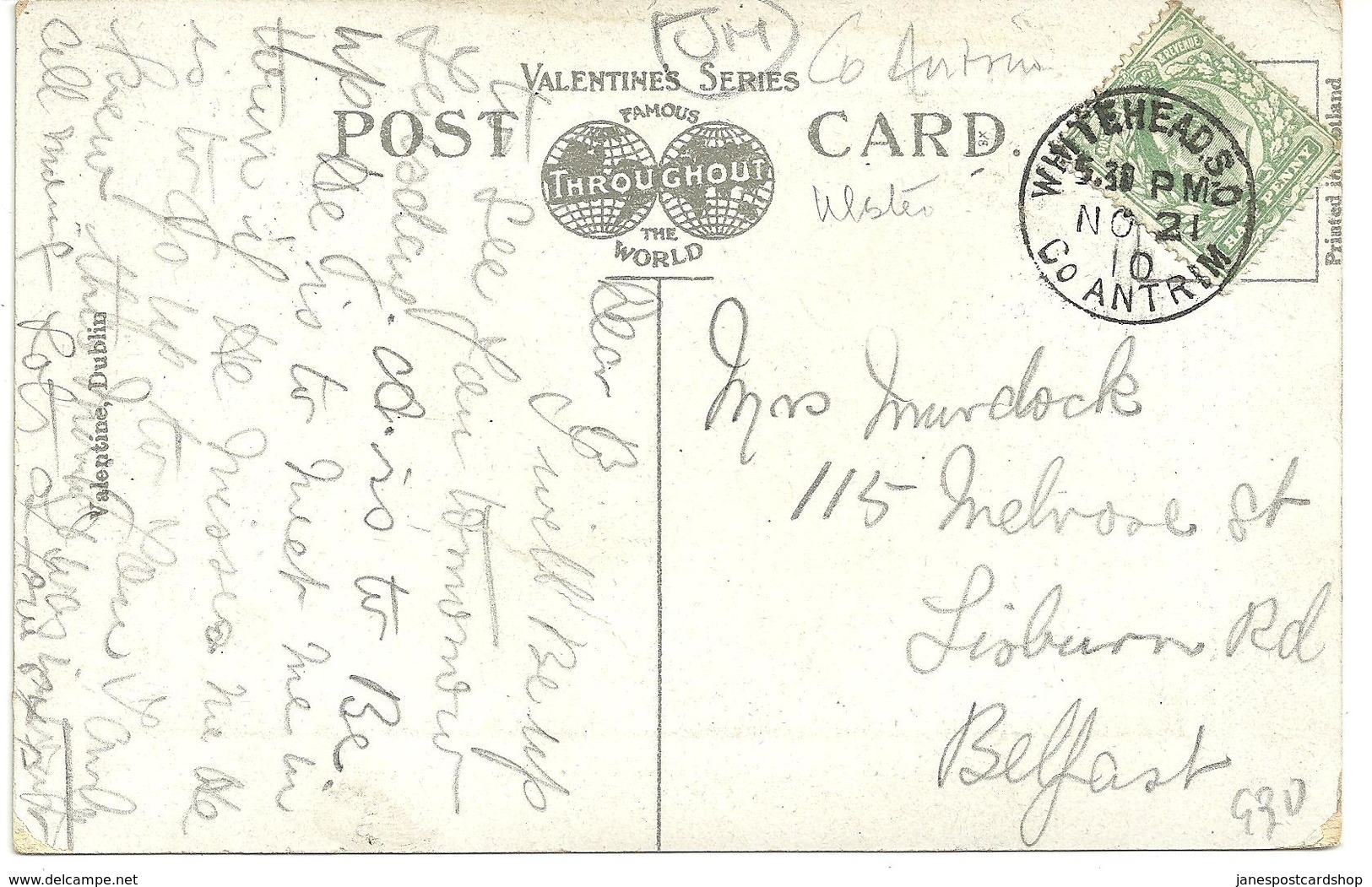 The Promenade - Whitehead - County Antrim With Good WHITEHEAD S.O. Postmark 1910 - Antrim