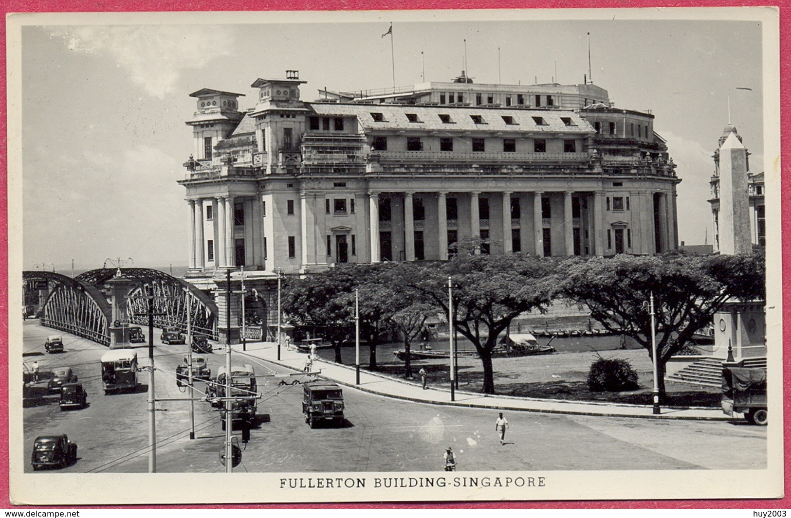 FULLERTON Building & ANDERSON Bridge +/-1930s Singapore (UNC) Photo Gevaerq Postcard_S'pore-cpa Collection - Singapour