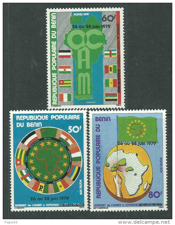 Bénin  N° 451 / 53 X   Sommet De L'O.C.A.M. Les 4 Valeurs Surchargées  Trace De Charnière Sinon TB - Bénin – Dahomey (1960-...)