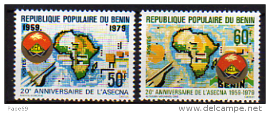 Benin N° 461 / 62 X 20ème Anniversaire De L' A. S.E.C.N.A.,   Les 2 Valeurs  Trace De Charnière Sinon TB - Bénin – Dahomey (1960-...)