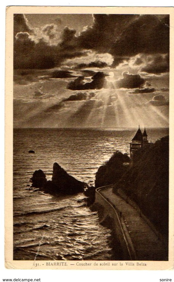 Biarritz Coucher De Soleil Sur La Villa Belza - VG 1945 FP - C382 - Biarritz