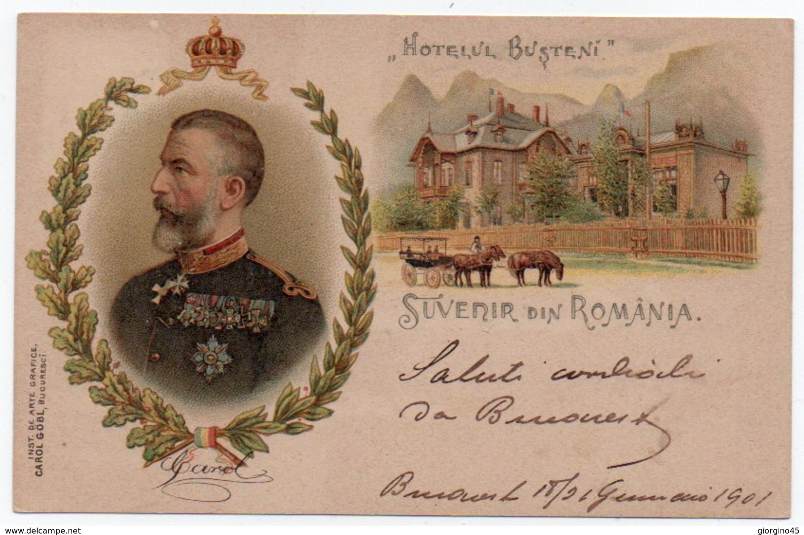 ROMANIA / ROUMANIE / SALUTARI DIN ROMANIA / HOTELUL BUSTENI / ROYALTY / LITHO / - Roumanie