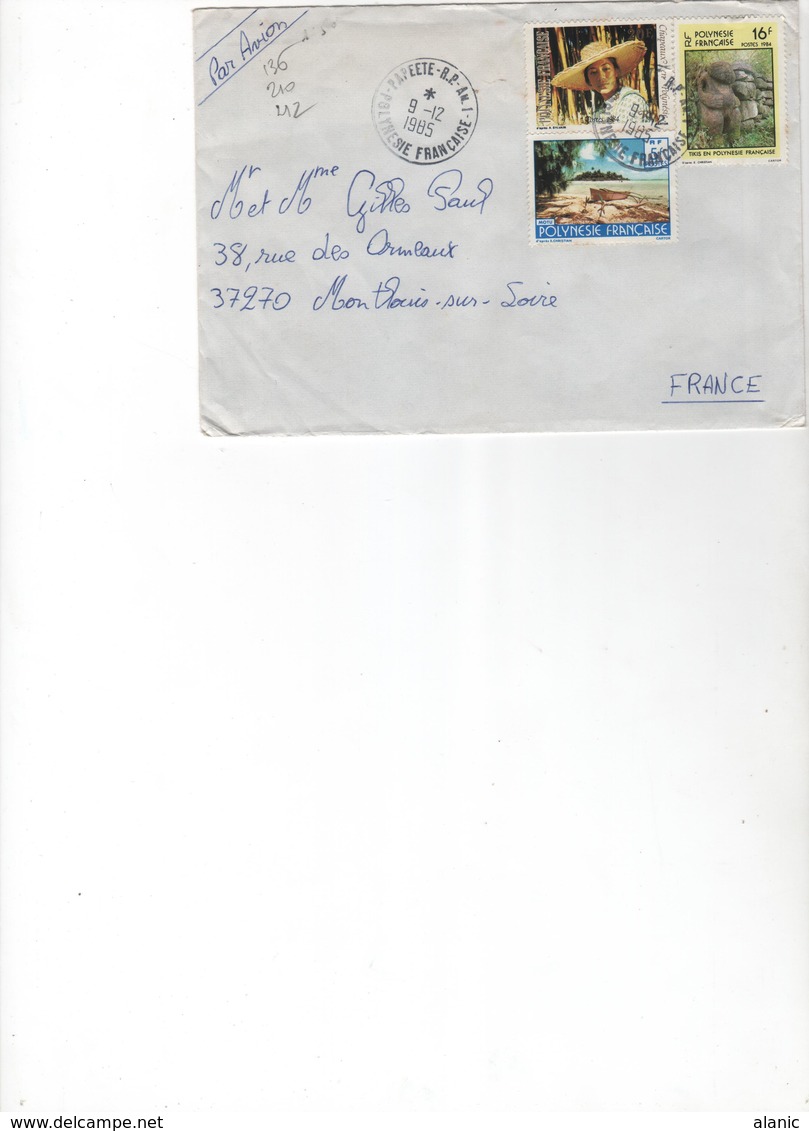 Polynésie Française > 1985/PAPEETE Pour BEAULIEU   N°136+210+212 - Lettres & Documents