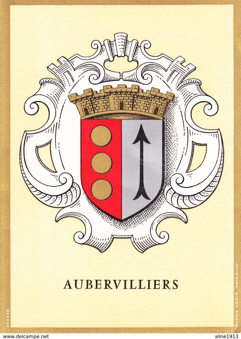 93 AUBERVILLIERS /   - BLASON  AVEC HERALDIQUE ET PETIT HISTORIQUE AU VERSO - CARTE DOUBLE - Aubervilliers