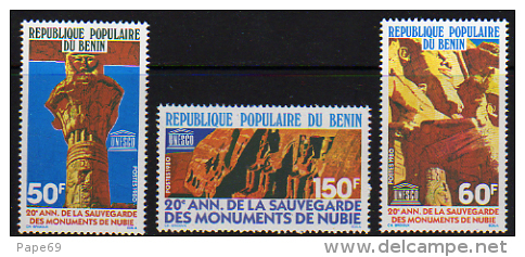 Benin N° 475 / 77 X 20ème Anniver. De La Sauvegarde Des Monuments De Nubie,  Les 3 Valeurs  Trace De Charnière Sinon TB - Bénin – Dahomey (1960-...)