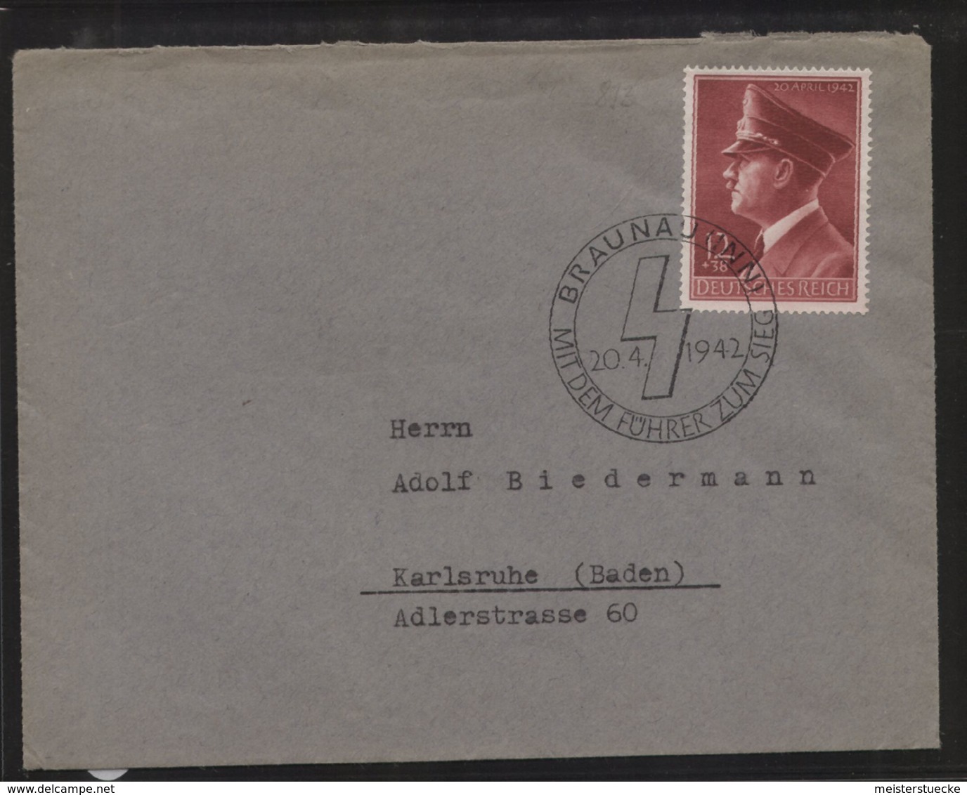 Dt. Reich - MiNr. 813 Als EF Auf Brief Mit SST BRAUNAU (INN) 20.4.1942 - Briefe U. Dokumente