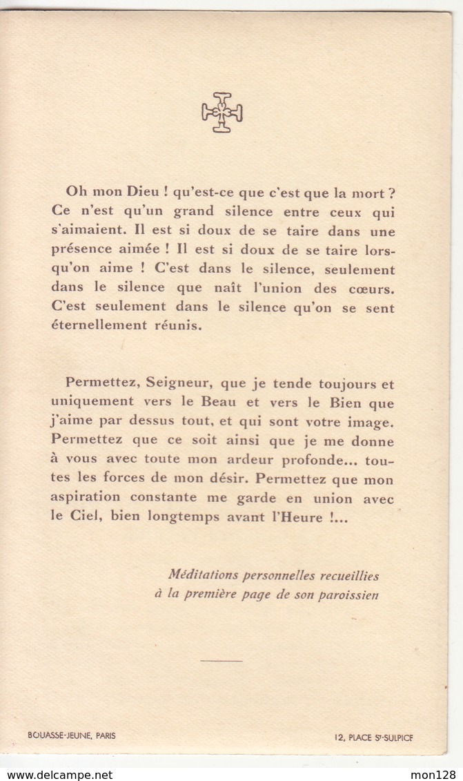 FAIRE PART DECES 6/6/1950 DE MADAME PIERRE PENIN DE LA RAUDIERE NEE GABRIELLE TUFFIER - Avvisi Di Necrologio