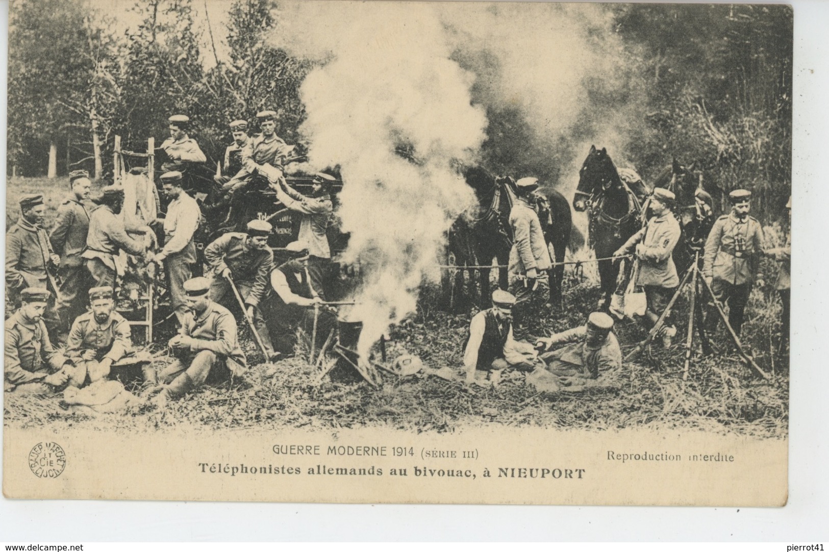 GUERRE 1914-18 - Téléphonistes Allemands Au Bivouac , à NIEUPORT - Guerre 1914-18