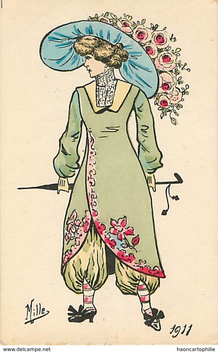 Illustrateur Mille Femme Mode  1911chapeau Chapeaux - Mille