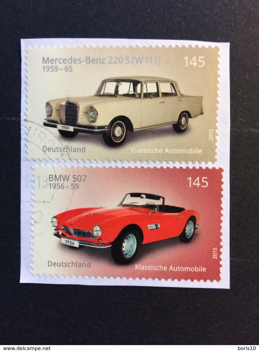 Germany Used 2015 Classic Cars, Auto, BMW 507, Mercedes Benz 220 S - Used Stamps