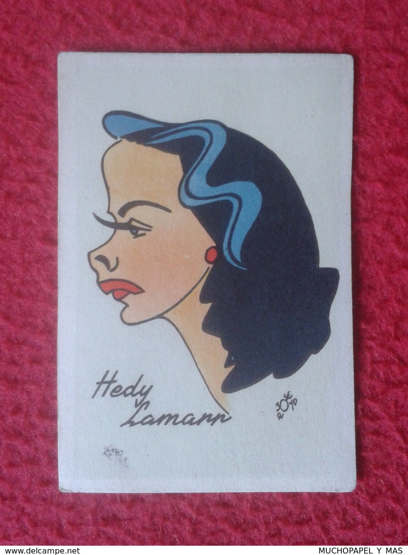 ANTIGUO CROMO OLD COLLECTIBLE CARD ACTRIZ DE CINE ACTRESS HOLLYWOOD CARICATURA CARTOON HEDY LAMARR VER FOTO/S Y DESCRIPC - Otros & Sin Clasificación