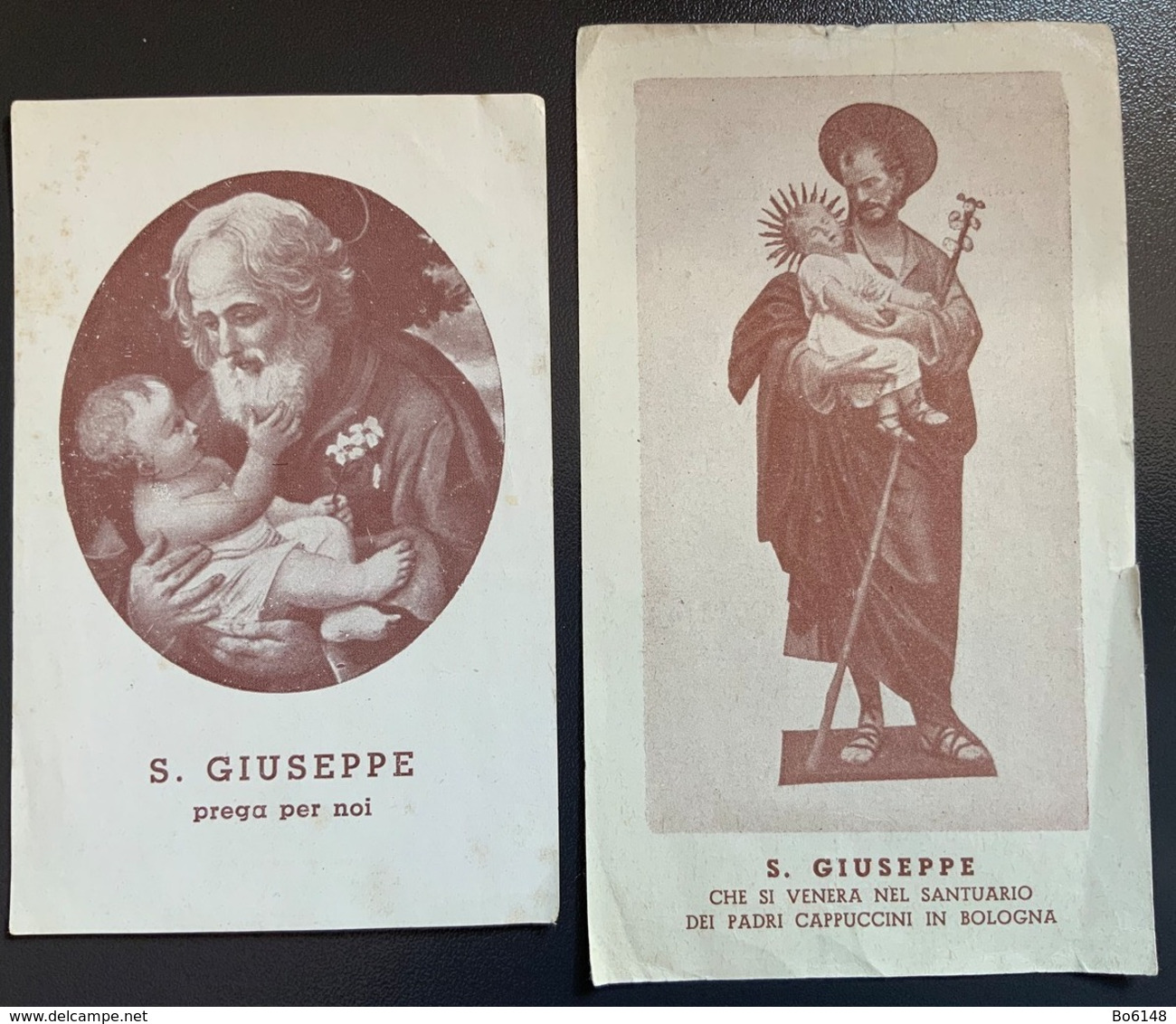 2 Antico Santino Holy Card “ SAN GIUSEPPE “ Santuario Padri Cappuccini  Bologna...... - Santini