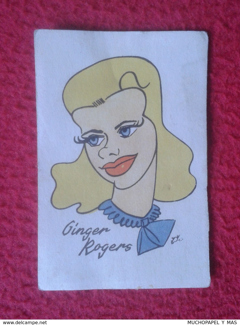 ANTIGUO CROMO OLD COLLECTIBLE CARD ACTRIZ DE CINE ACTRESS HOLLYWOOD CARICATURA CARTOON GINGER ROGERS VER FOTO/S Y DESCRI - Otros & Sin Clasificación