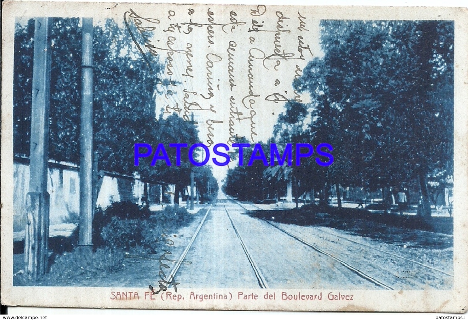 105131 ARGENTINA SANTA FE BOULEVARD GALVEZ RAILROAD SPOTTED POSTAL POSTCARD - Argentina