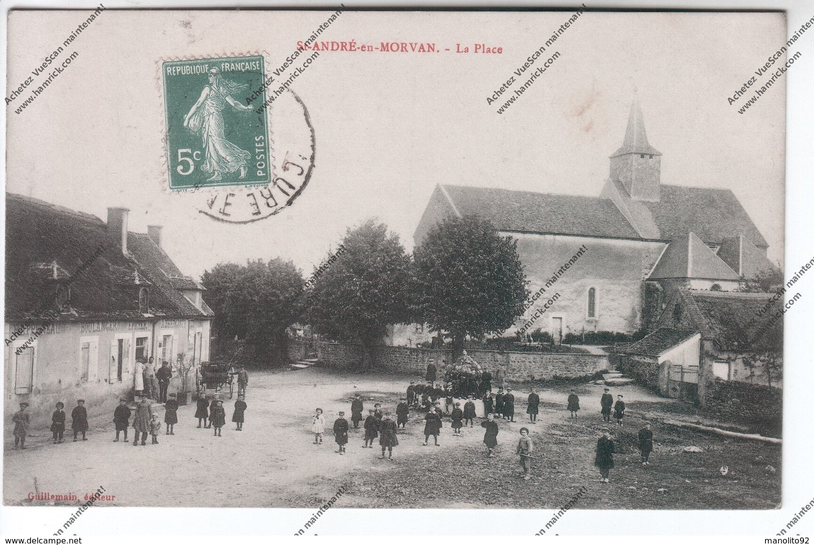 TRES RARE CPA SAINT ANDRE EN MORVAN (58) : La Place (boulangerie Rappeneau) - Autres & Non Classés