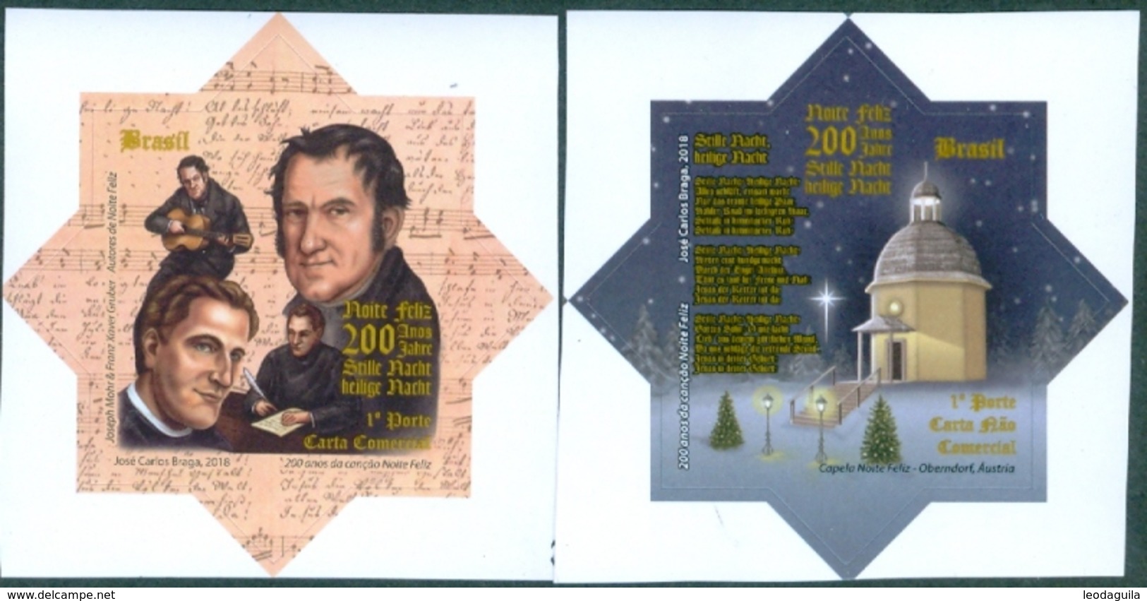 BRAZIL  2018  -  CHRISTMAS 2018 - 200 YEARS OF "SILENT NIGHT" SONG  - S/A  2v - Unused Stamps