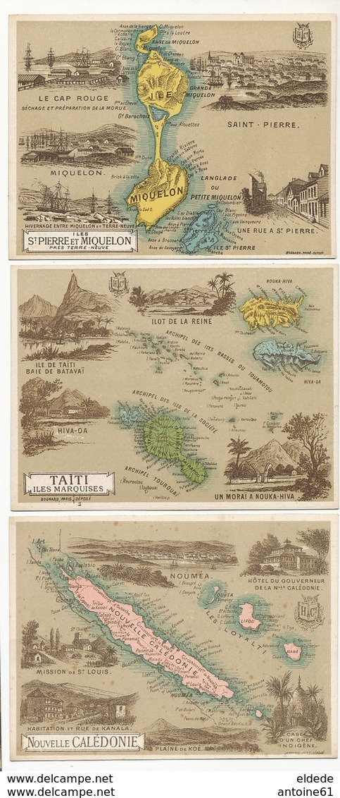 Lot De 7 CHROMOS Des Dom Tom - Martinique -Guyane -Réunion- Taiti- Nouvelle-Calédonie -St Pierre Et Miquelon -Guadeloupe - Géographie