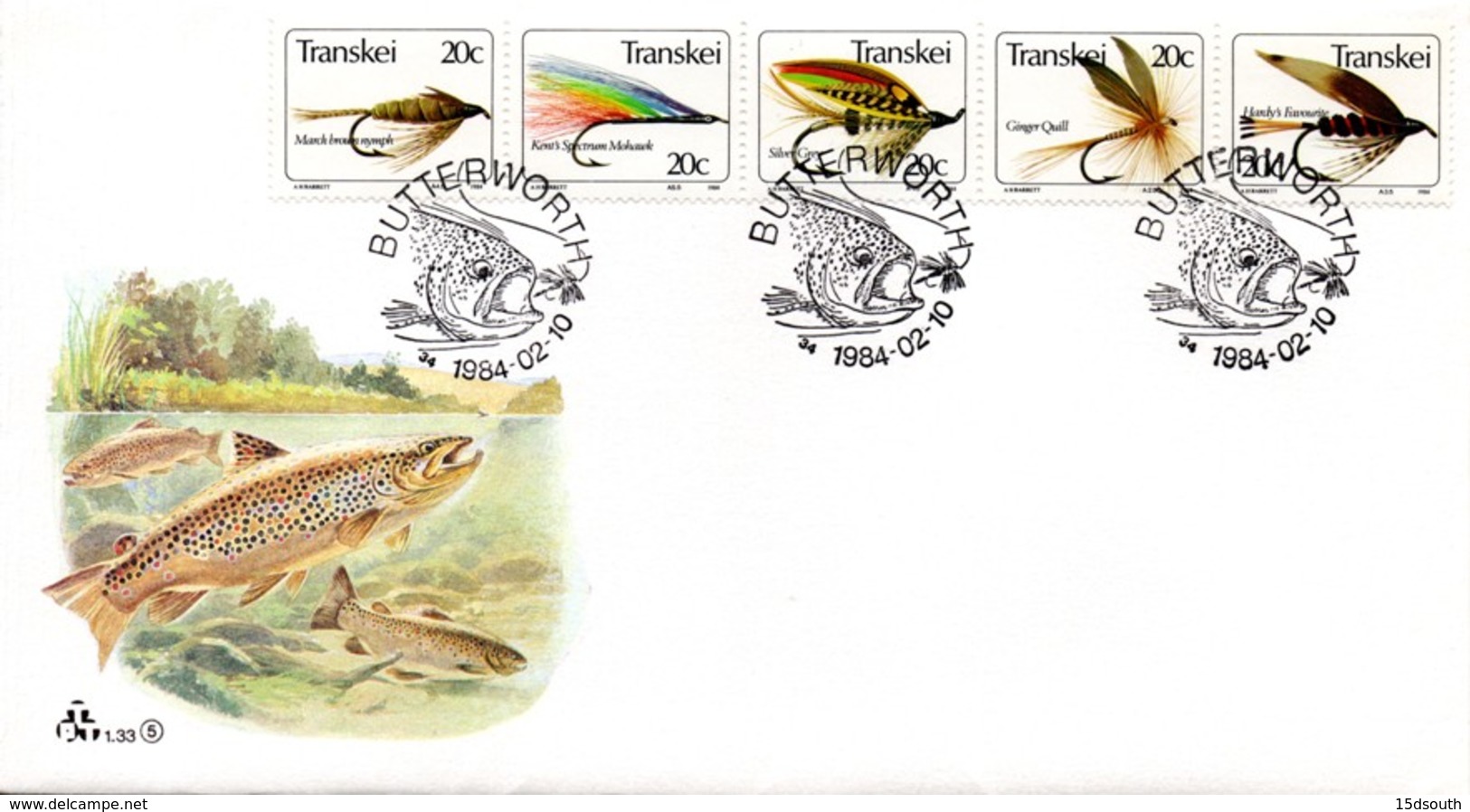 Transkei - 1984 Fishing Flies (5th Series) FDC # SG 133a , Mi 132-136 - Transkei