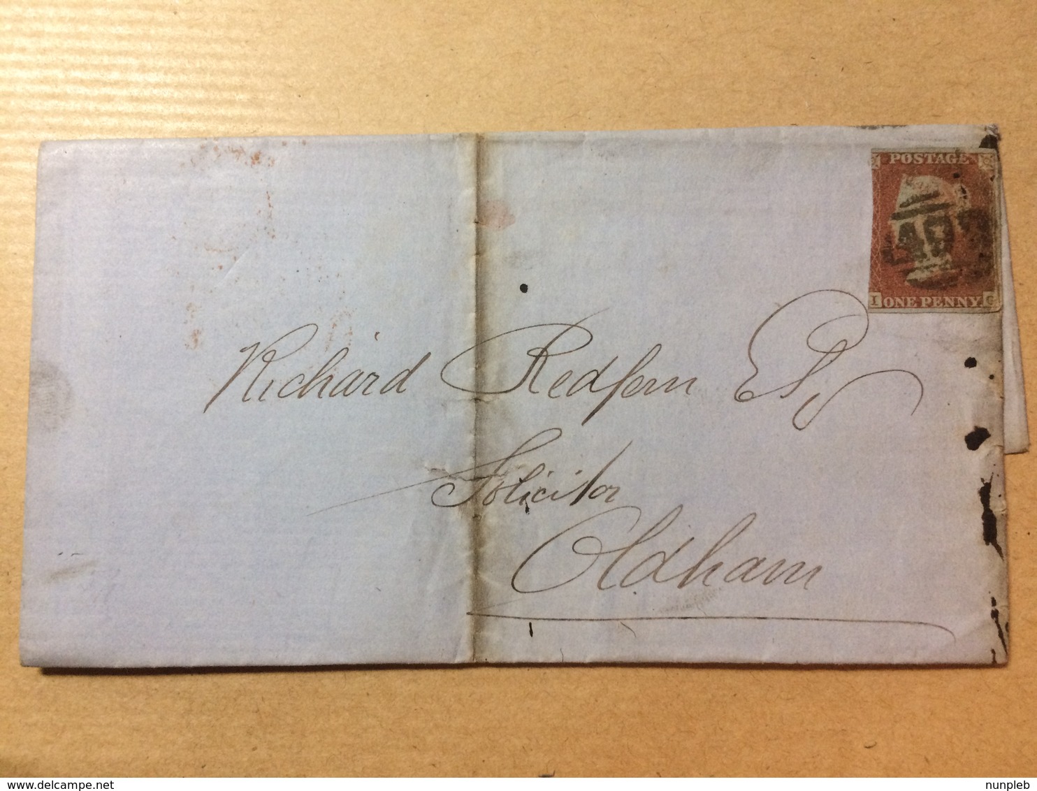 GB Victoria Wrapper 1854 Manchester To Oldham - Tied With 1d Red Imperf - Covers & Documents