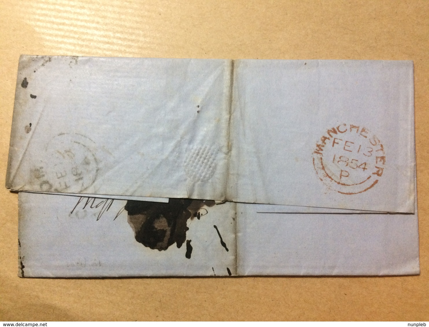 GB Victoria Wrapper 1854 Manchester To Oldham - Tied With 1d Red Imperf - Covers & Documents