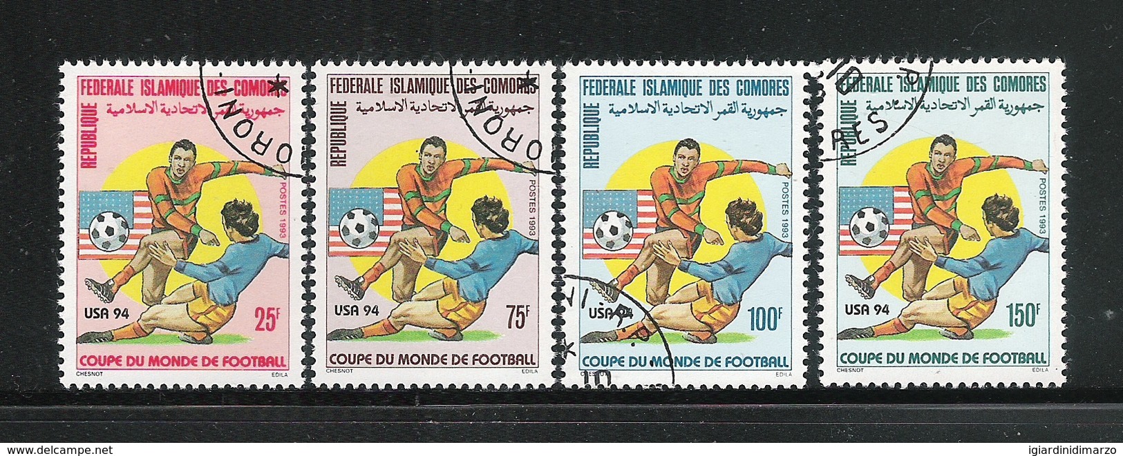 COMORES -1993- Serie Di 4 Valori Obliterati -campionati Del Mondo Di Calcio U.S.A. 94 - In Ottime Condizioni. - 1994 – Stati Uniti