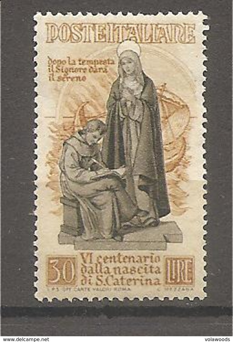 Italia - F.bollo Nuovo Valore Da 30 Lire: Santa Caterina Da Siena - 1948 * G - 1946-60: Nieuw/plakker