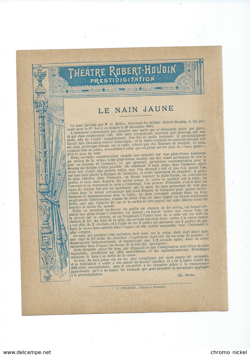 Le Nain Jaune Magie Prestidigitation  Méliès Théâtre Robert Houdin Protège-cahier Couverture 220 X 175 TB 3 Scans - Protège-cahiers