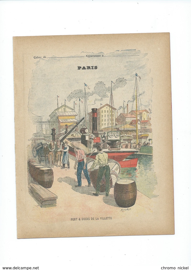 PARIS Port Et Docks De La Villette Texte Complet à L'intérieur RARE Couverture Protège-cahier De 1900 220x175 TB 3 Scans - Protège-cahiers