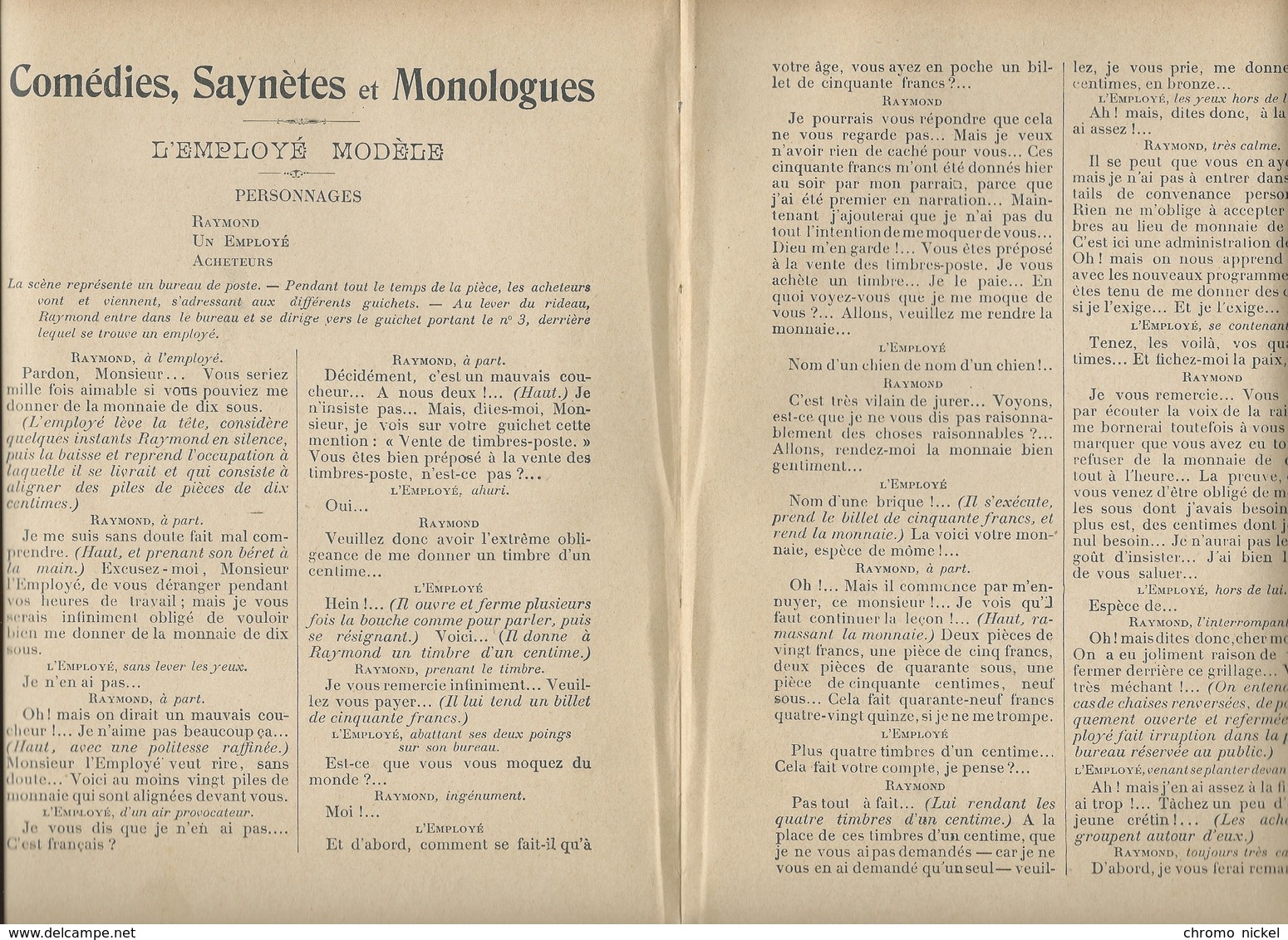 Comédies Saynètes Monologues L'Employé Modèle Protège-cahier Couverture 220 X 175 TB 3 Scans - Coberturas De Libros